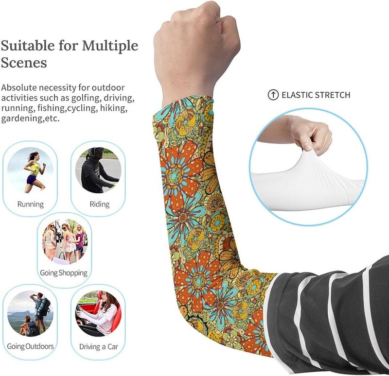 QiErDesign أكمام ضغط رياضية من الرخام للرجال والنساء - أكمام ذراع للشباب لألعاب البيسبول والكرة الطائرة وأكمام كرة السلة - Image 2